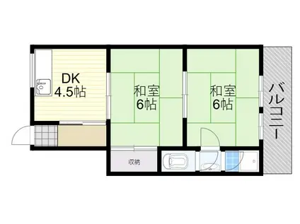 草野豊津文化A・B棟(2K/2階)の間取り写真