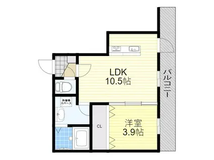 HALU豊中(1LDK/1階)の間取り写真