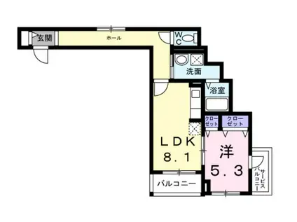 エスポアール上山手(1LDK/2階)の間取り写真