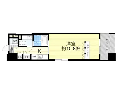 デュオン新大阪レジデンス(1K/13階)の間取り写真