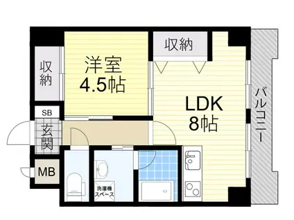 パークモダン新大阪(1LDK/2階)の間取り写真