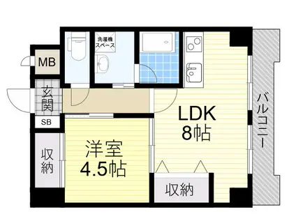 パークモダン新大阪(1LDK/2階)の間取り写真