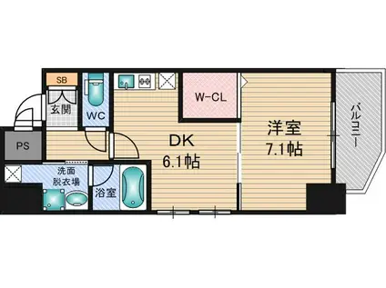 クリスタルグランツ新大阪(1DK/3階)の間取り写真