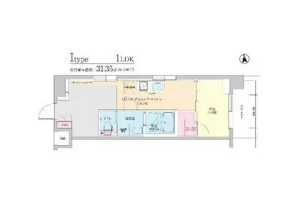 REーBE東三国(1LDK/7階)の間取り写真