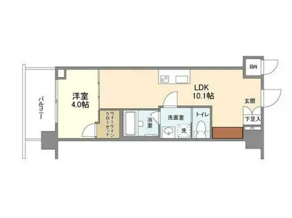 REーBE東三国(1LDK/10階)の間取り写真