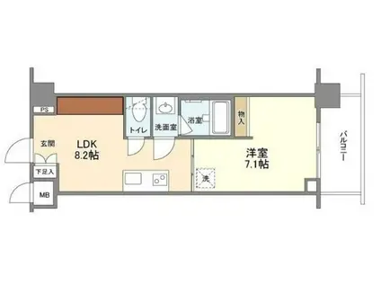 REーBE東三国(1LDK/3階)の間取り写真