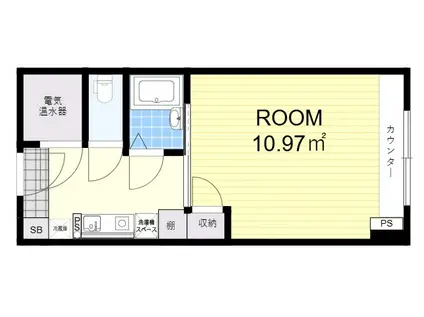 ステュディオ新御堂(1K/2階)の間取り写真