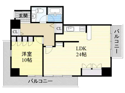 ザ・グランドビュー・オオサカ(1LDK/4階)の間取り写真