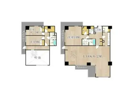 ザ・グランドビュー・オオサカ(3LDK/21階)の間取り写真