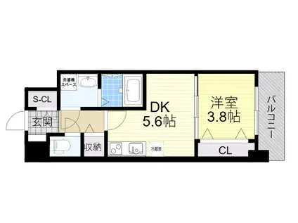 スプランディッド新大阪イースト(1DK/6階)の間取り写真