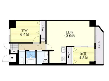 グリュックメゾンF豊中15(2LDK/3階)の間取り写真
