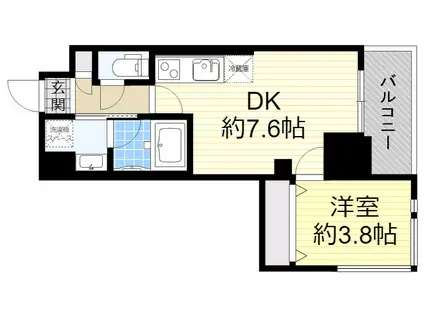 ORSUS新大阪(1DK/14階)の間取り写真