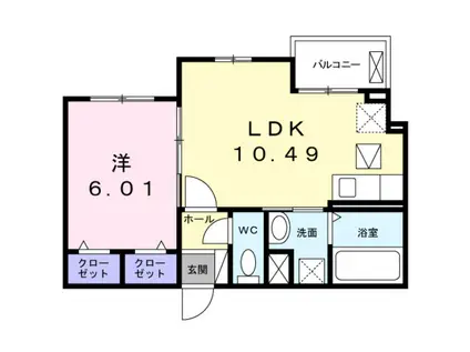 クレスト(1LDK/2階)の間取り写真