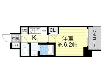 プレサンス東三国エンブレイス(1K/9階)の間取り写真