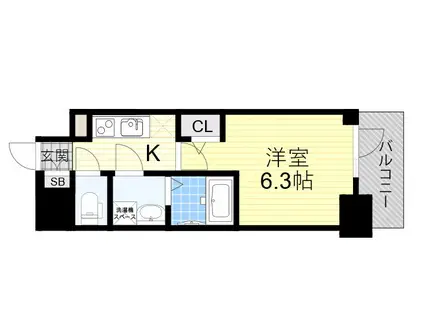 エスリード新北野グランリンク(1K/4階)の間取り写真