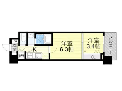 スプランディッド8(2K/9階)の間取り写真