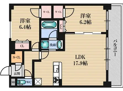 セノアタワー新大阪(2LDK/15階)の間取り写真