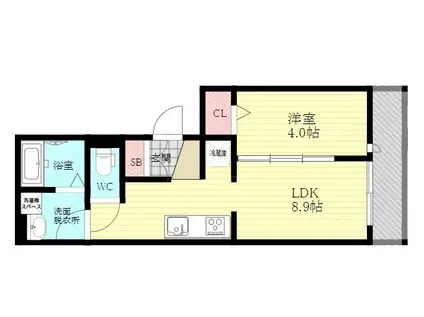 ウィン淡路駅前(1LDK/2階)の間取り写真