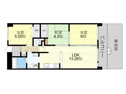 ファミール北大阪リバーサイド(3LDK/1階)の間取り写真