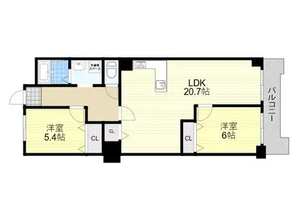 ロイヤルハイツ新大阪(2LDK/3階)の間取り写真