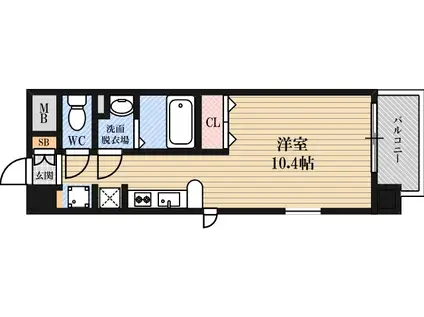 ALIVIO(ワンルーム/2階)の間取り写真