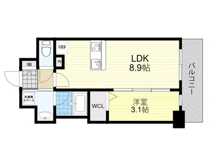 ファーストフィオーレ江坂ガーデン(1LDK/4階)の間取り写真