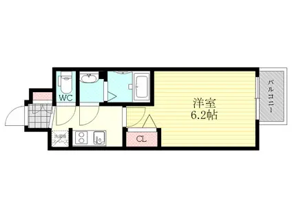 プレサンスOSAKA三国ネオス(1K/2階)の間取り写真