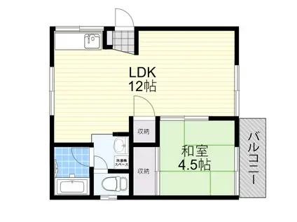 オークハイツ(1LDK/2階)の間取り写真
