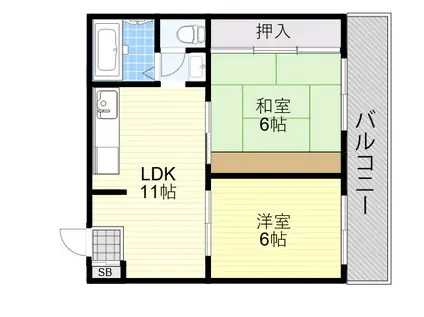 サンロイヤル柴島パート2(2LDK/3階)の間取り写真