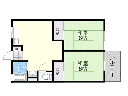 旭第1マンション(2DK/4階)の間取り写真