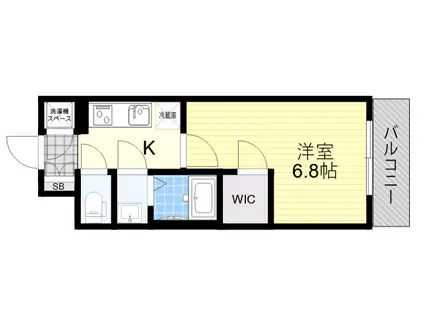 ファーストフィオーレ吹田パティオ(1K/3階)の間取り写真