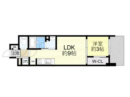 リビオメゾン新大阪(1LDK/9階)の間取り写真