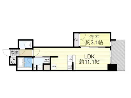 リビオメゾン新大阪(1LDK/9階)の間取り写真