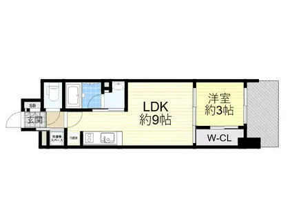 リビオメゾン新大阪(1LDK/9階)の間取り写真