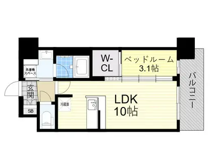 コンフォリア・リヴ新大阪西宮原ソルテラス(1LDK/12階)の間取り写真