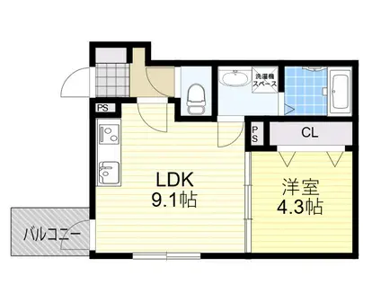 ピノコ (1LDK/1階)の間取り写真