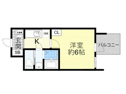 セレニテフラン新大阪(1K/4階)の間取り写真