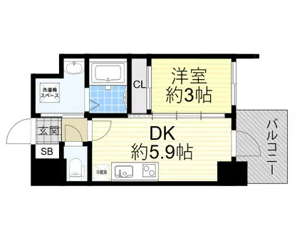 セレニテ新大阪グランデ シュッド(1DK/3階)の間取り写真