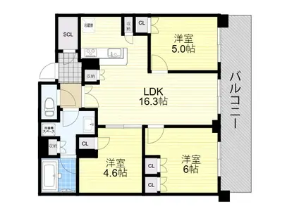 BRILLIATOWER箕面船場TOP OF THE HILL(3LDK/23階)の間取り写真
