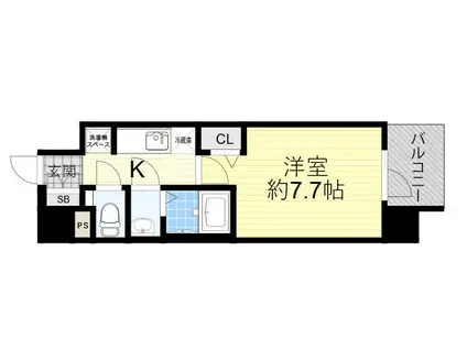 プレサンスNEO上新庄PRIMECRUIS(1K/2階)の間取り写真