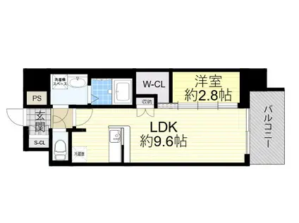 プレサンスNEO上新庄PRIMECRUIS(1LDK/10階)の間取り写真