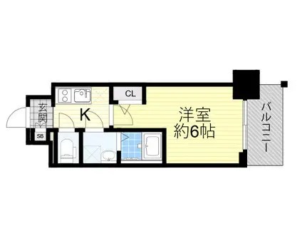 エスリード新大阪ザ・プレミアイースト(1K/14階)の間取り写真