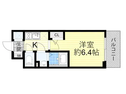 エスリード新大阪ザ・プレミアイースト(1K/2階)の間取り写真