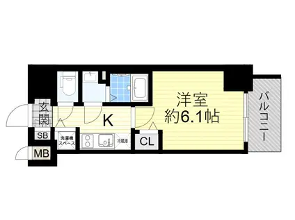 プレサンス塚本駅前(1K/15階)の間取り写真