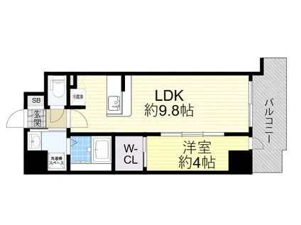 ARTIZA緑地公園(1LDK/1階)の間取り写真