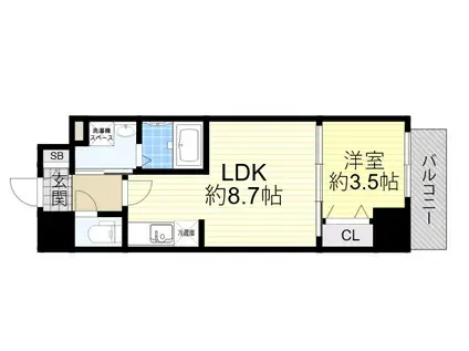 ARTIZA緑地公園(1LDK/8階)の間取り写真