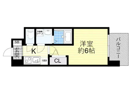 エスリードレジデンス大阪ウエスト(1K/9階)の間取り写真
