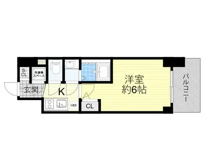 エスリードレジデンス大阪ウエストコート(1K/6階)の間取り写真