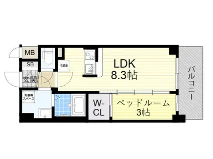 MAXIV CROS 江坂(1LDK/5階)の間取り写真