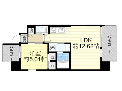 プレジオ三国EURO(1LDK/8階)の間取り写真